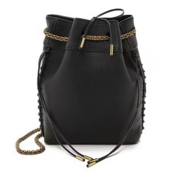 NWT Jerome Dreyfuss Gary Fringe Bucket Bag black leather purse